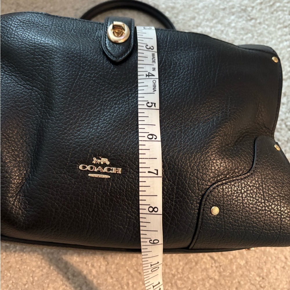 Coach Mercer Black Leather Satchel with Gold Accents - Picture 7 of 13